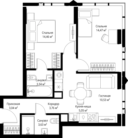 Купить двухкомнатную квартиру у метро Хорошево в Москве. Вариант № 9435831, 0, площадь -  квм, цена 38907728 рублей