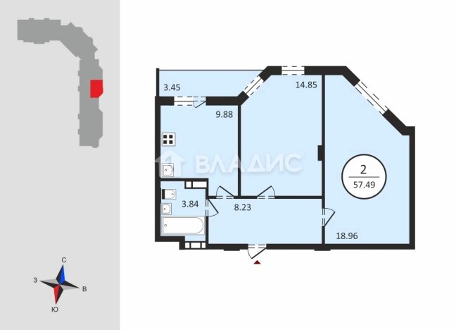Купить квартиру в новостройках в Владимире. Вариант № 1905312, 1, площадь -  квм, цена 5921470 рублей