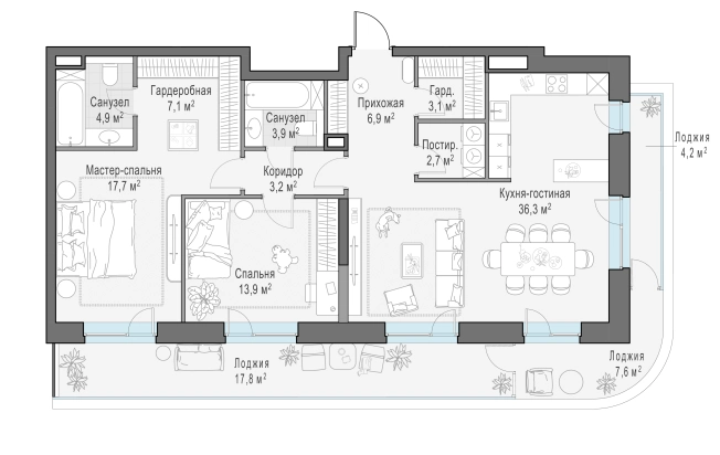 Купить квартиру в ЖК FORIVER в Москве. Вариант № 91529, 0, площадь -  квм, цена 64630000 рублей