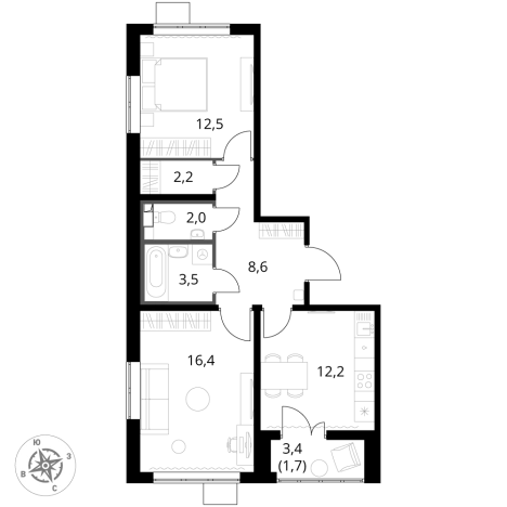 Купить двухкомнатную квартиру в Видном. Вариант № 9805928, 0, площадь -  квм, цена 18208710 рублей
