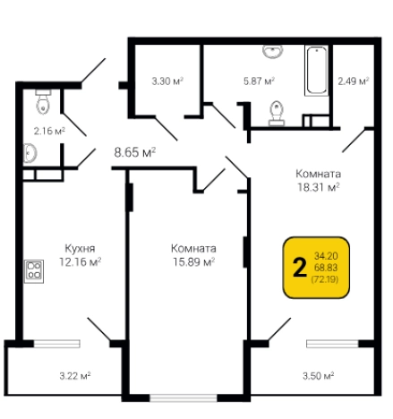 Купить квартиру в ЖК Арт-квартал Зарядье в Воронеже. Вариант № 891412, 0, площадь - квм, цена 10149914 рублей