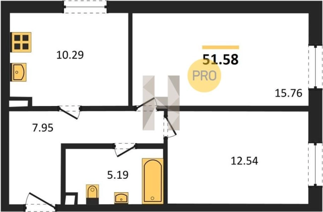 Купить двухкомнатную квартиру в ЖК ЙОГА в Ижевске. Вариант № 65961, 0, площадь -  квм, цена 4030000 рублей
