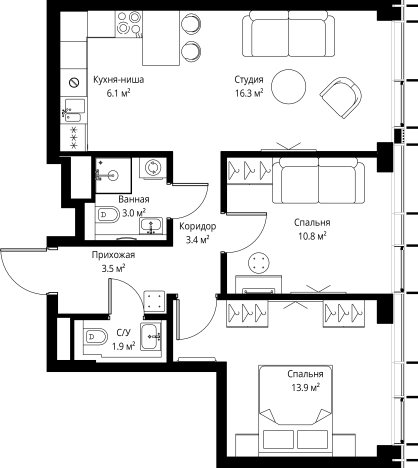 Купить квартиру в новостройках у метро Дмитровская в Москве. Вариант № 141523, 0, площадь -  квм, цена 36282400 рублей
