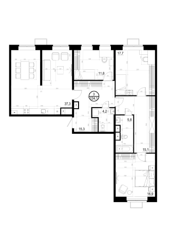 Купить квартиру у метро Пыхтино в Одинцове. Вариант № 127959, 0, площадь -  квм, цена 20497000 рублей