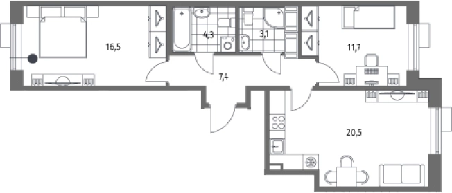 Купить трехкомнатную квартиру в ЖК Парусная 1 в Санкт-Петербурге. Вариант № 7265887, 0, площадь -  квм, цена 22381000 рублей