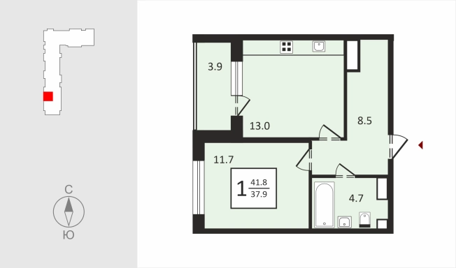 Купить однокомнатную квартиру в новостройках в ЖК Квартал Новаторов в Владимире. Вариант № 130601, 1, площадь -  квм, цена 4343650 рублей