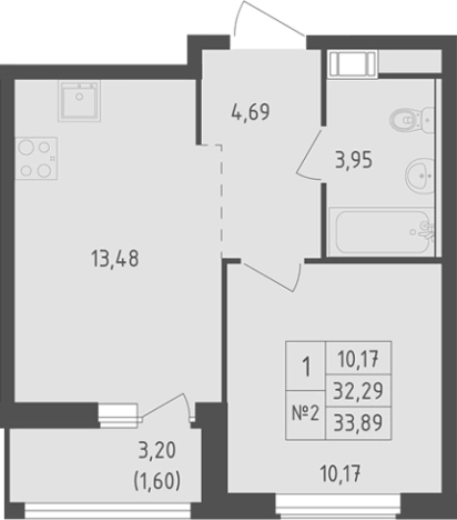 Купить однокомнатную квартиру в ЖК Южная Нева в Ленинградской области. Вариант № 7979288, 0, площадь -  квм, цена 5576159 рублей