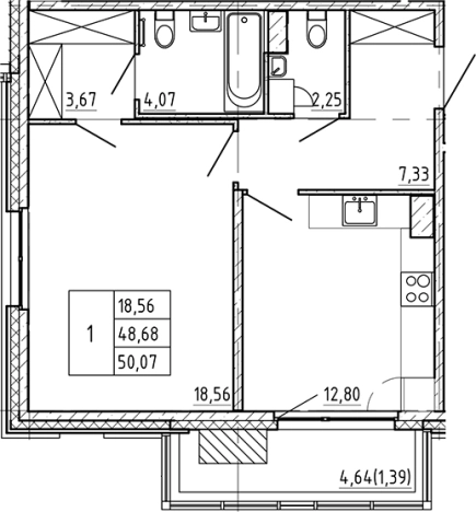 Купить однокомнатную квартиру в ЖК Регенбоген в Санкт-Петербурге. Вариант № 7598121, 0, площадь -  квм, цена 21536222 рублей
