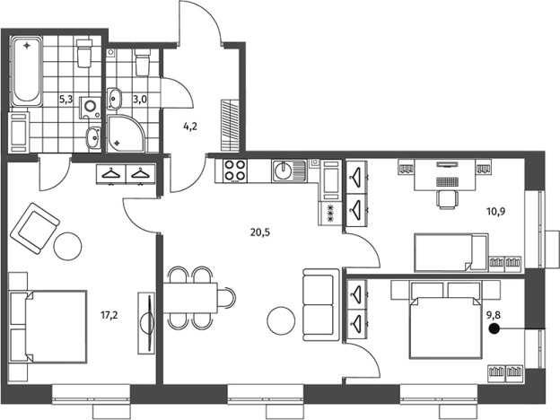 Купить многокомнатную квартиру в новостройках в ЖК Парусная 1 в Санкт-Петербурге. Вариант № 7265983, 0, площадь -  квм, цена 24989000 рублей