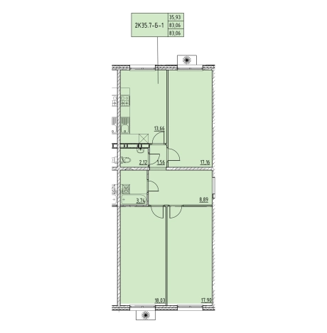 Купить двухкомнатную квартиру в районе Октябрьский в Пензе. Вариант № 87711, 0, площадь - квм, цена 8472120 рублей