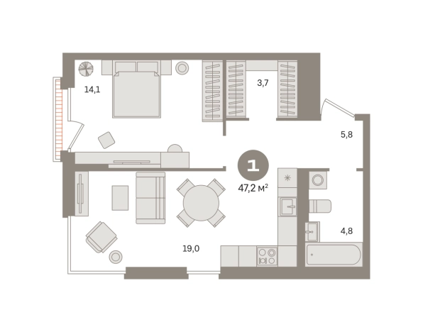 Купить однокомнатную квартиру в ЖК Квартал Герцена в Москве. Вариант № 128250, 0, площадь -  квм, цена 14720000 рублей