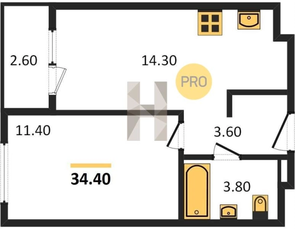 Купить однокомнатную квартиру в ЖК Настроение в Ижевске. Вариант № 70212, 0, площадь -  квм, цена 2928816 рублей
