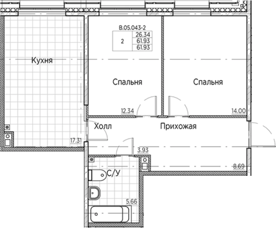 Купить двухкомнатную квартиру в районе Василеостровский в Санкт-Петербурге. Вариант № 91196, 0, площадь -  квм, цена 28741713 рублей
