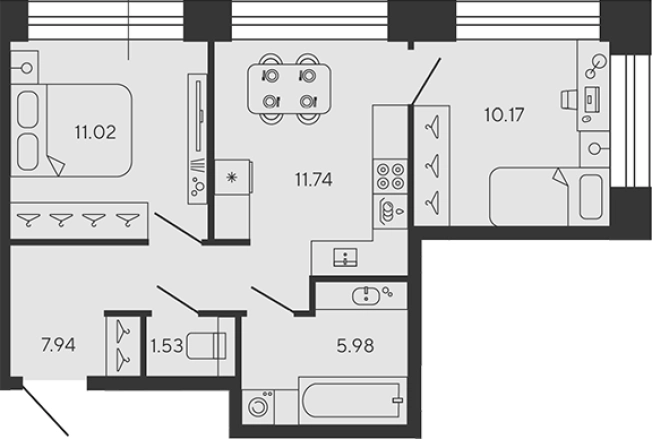 Купить двухкомнатную квартиру в районе Василеостровский в Санкт-Петербурге. Вариант № 8340529, 0, площадь -  квм, цена 20397008 рублей