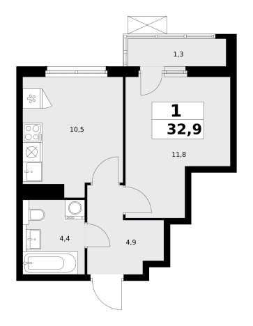 Купить однокомнатную квартиру у метро Потапово в Москве. Вариант № 99562, 0, площадь -  квм, цена 12911276 рублей