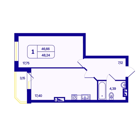 Купить однокомнатную квартиру в новостройках в Новосибирске. Вариант № 10056547, 0, площадь -  квм, цена 7100000 рублей