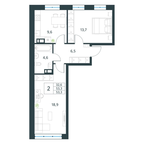 Купить двухкомнатную квартиру в новостройках в Микрорайоне Хороший, Чита в Чите. Вариант № 138000, 0, площадь -  квм, цена 8245510 рублей