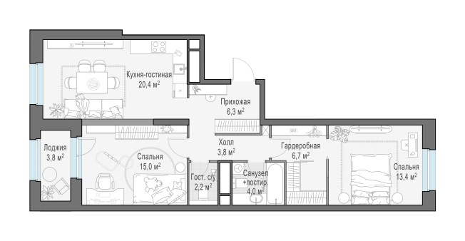 Купить трехкомнатную квартиру в районе Можайский в Москве. Вариант № 62931, 0, площадь -  квм, цена 42270000 рублей