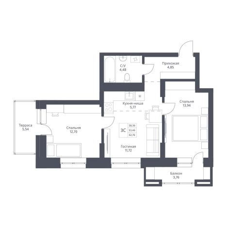 Купить трехкомнатную квартиру в ЖК Актив (Новосибирск) в Новосибирске. Вариант № 10031182, 0, площадь -  квм, цена 11494000 рублей