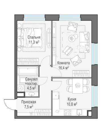 Купить двухкомнатную квартиру в ЖК Белый Grad в Мытищах. Вариант № 167546, 0, площадь -  квм, цена 12000000 рублей