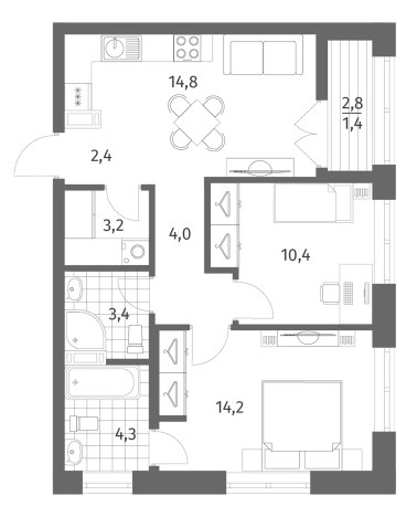 Купить квартиру в ЖК NEWПИТЕР в Ленинградской области. Вариант № 5258115, 0, площадь -  квм, цена 9971000 рублей