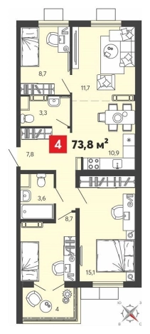 Купить многокомнатную квартиру в ЖК Жилой комплекс "Радужные дворы" в Пензенской области. Вариант № 149870, 0, площадь -  квм, цена 6760080 рублей