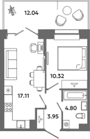 . Вариант № 6631696, 0, площадь - 36.18 квм, цена 6885809 рублей