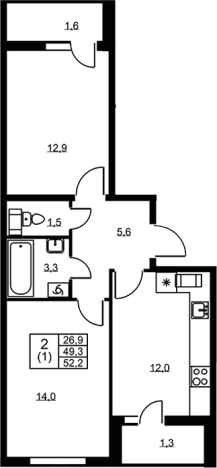 Купить двухкомнатную квартиру в ЖК Ермак в Ленинградской области. Вариант № 6609245, 0, площадь -  квм, цена 7770600 рублей