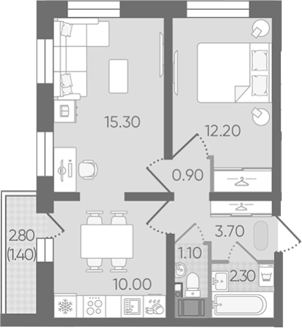 Купить двухкомнатную квартиру на улице Рябиновая роща в Всеволожске. Вариант № 8093326, 0, площадь -  квм, цена 9081716 рублей