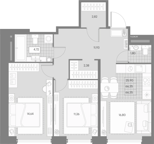 Купить трехкомнатную квартиру в ЖК AVANT в Санкт-Петербурге. Вариант № 4160704, 0, площадь -  квм, цена 45172908 рублей