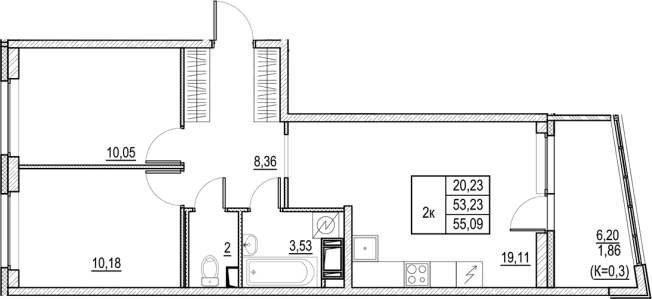 Купить трехкомнатную квартиру в новостройках у метро Звёздная в Санкт-Петербурге. Вариант № 6256246, 0, площадь -  квм, цена 9675000 рублей