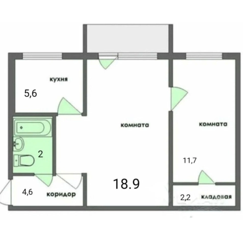 . Вариант № 29175, 1, площадь - 45 квм, цена 6800000 рублей