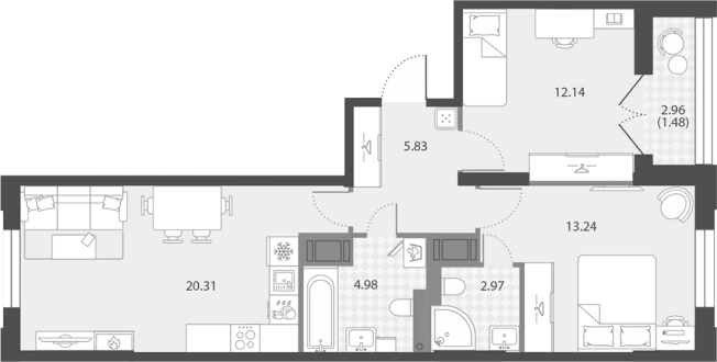Купить трехкомнатную квартиру у метро Елизаровская в Санкт-Петербурге. Вариант № 7851593, 0, площадь -  квм, цена 23428936 рублей