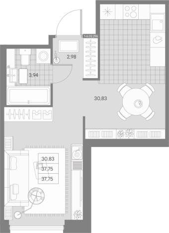 . Вариант № 4160708, 0, площадь - 37.75 квм, цена 23140750 рублей