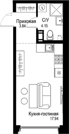 Купить Студию у метро Петроградская в Санкт-Петербурге. Вариант № 4829146, 0, площадь -  квм, цена 14261500 рублей