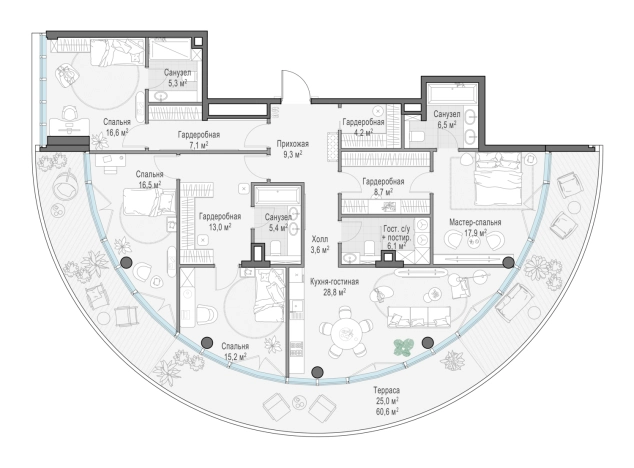 Купить трехкомнатную квартиру у метро Фрунзенская в Москве. Вариант № 169905, 0, площадь -  квм, цена 529220000 рублей