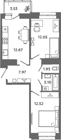 Купить квартиру в ЖК Загляденье в Ленинградской области. Вариант № 6632278, 0, площадь -  квм, цена 8436387 рублей