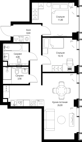 Купить двухкомнатную квартиру в новостройках в ЖК VEER в Москве. Вариант № 10380851, 0, площадь -  квм, цена 35208000 рублей