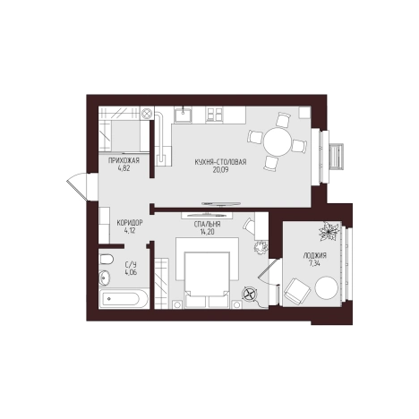 Купить квартиру в новостройках в Иванове. Вариант № 132553, 1, площадь -  квм, цена 6010780 рублей
