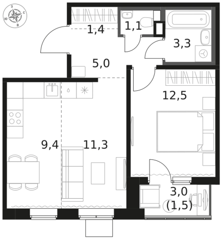 Купить двухкомнатную квартиру у метро Физтех в Химках. Вариант № 9701449, 0, площадь -  квм, цена 13117650 рублей