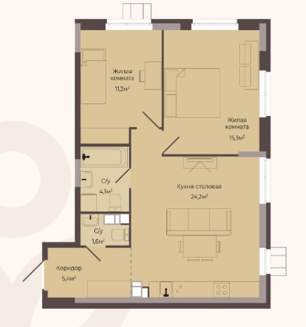 Купить квартиру в новостройках в ЖК ТРИО в Нижнем Новгороде. Вариант № 123094, 0, площадь -  квм, цена 9750300 рублей
