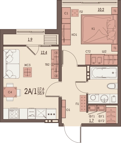 Купить двухкомнатную квартиру в ЖК Жилой комплекс "Второе дыхание" в Пензенской области. Вариант № 6856804, 0, площадь -  квм, цена 4388000 рублей
