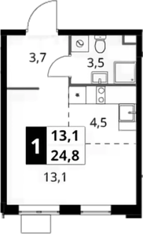 Купить однокомнатную квартиру в ЖК 1-й Шереметьевский в Химках. Вариант № 9822387, 0, площадь -  квм, цена 8389840 рублей