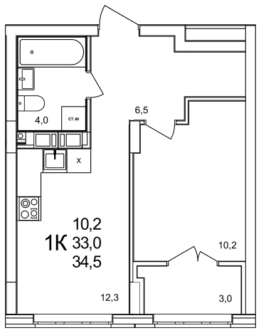 Купить однокомнатную квартиру в Кстове. Вариант № 96820, 0, площадь - квм, цена 6558300 рублей