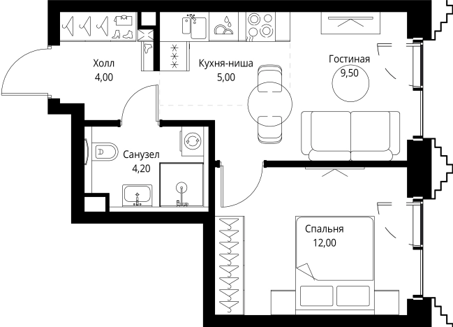 Купить однокомнатную квартиру в новостройках в ЖК SET в Москве. Вариант № 10349775, 0, площадь -  квм, цена 25469800 рублей
