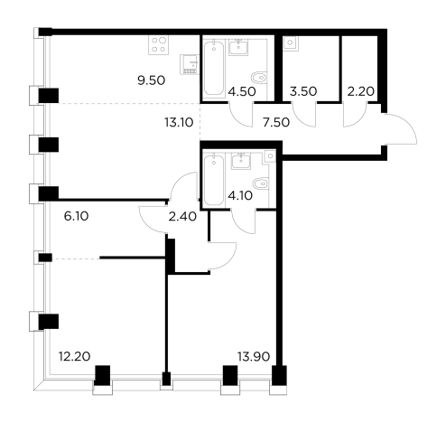 Купить квартиру в новостройках в ЖК INJOY в Москве. Вариант № 9104335, 1, площадь -  квм, цена 36402700 рублей