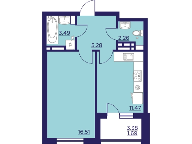 Купить однокомнатную квартиру в ЖК Городские Сады в Воронеже. Вариант № 103163, 0, площадь -  квм, цена 6463160 рублей