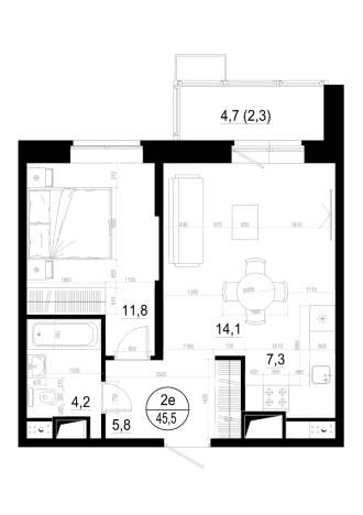 Купить двухкомнатную квартиру в Одинцове. Вариант № 127936, 0, площадь -  квм, цена 11511000 рублей