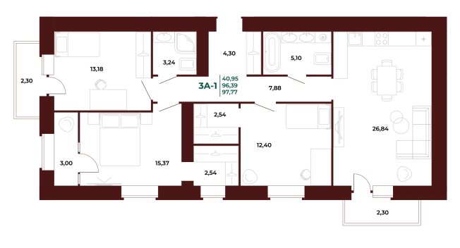 Купить трехкомнатную квартиру в новостройках на улице проспект Строителей в Пензе. Вариант № 418827, 0, площадь -  квм, цена 11818800 рублей