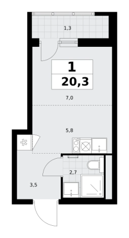 Купить однокомнатную квартиру у метро Аэропорт Внуково в Москве. Вариант № 253005, 0, площадь -  квм, цена 9624027 рублей